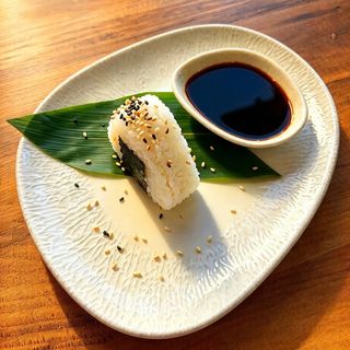 Onigiri with salmon and fresh cucumber
