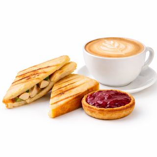 Sweet Morning – Chicken Sandwich, Large Cappuccino & Cherry Tart