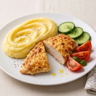 Pileći file pod sirom s prilogom po izboru
