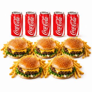 Party combo • 5x telećih burgera + 5x Coca Cola