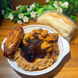 Agonyin Beans  With Turkey + Bread + Plantain & Soda