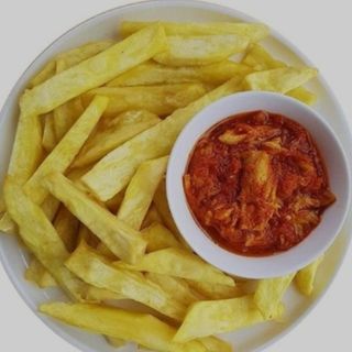 FRIED YAM X FRIED TOMATOES MIXED SAUCE X BEAF