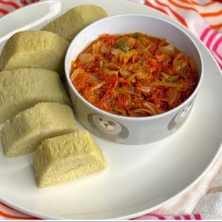 BOILED YAM X FRIED SAUCE X BEAF