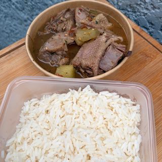 Chicken peppersoup and White rice