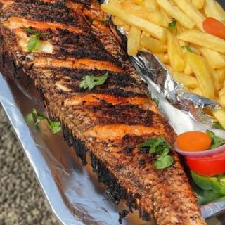 Big Grilled Croaker Fish With Chips & Salad, Always Available