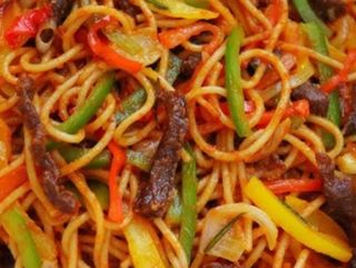 Beef Jollof Spaghetti