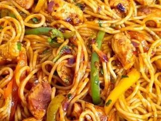 Chicken & Beef Jollof Spaghetti