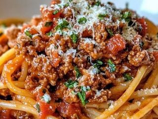 Spaghetti Bolognese With Parmesan Cheese
