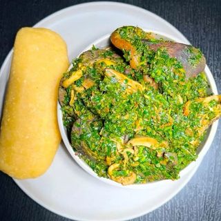 1 plate of Edikankong Vegetable with 1 swallow and 2pc beef