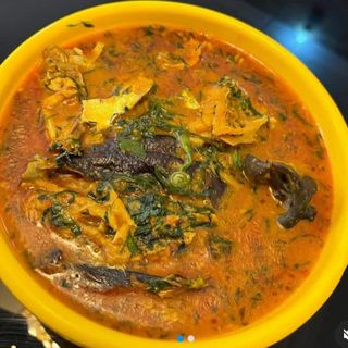 1 plate of Oha soup with with 1 swallow 2pcs beef