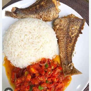 PUZZLE STEAMED RICE WITH FRIED  FISH