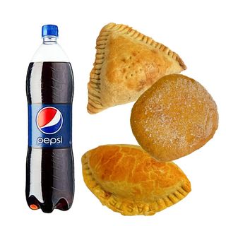 1 Meat Pie + 1 Chicken Pie + 1 Doughnut + Pet Drink