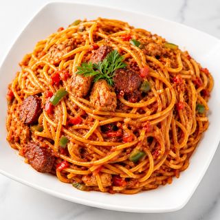 Peppered Jollof Spaghetti