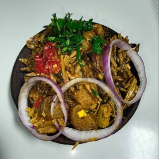 Ugba , stockfish and pkomo ( ngwongwo)