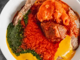 Abula Combo with 3 Beef ( 3 Wraps of Amala, Gbegiri & Ewedu )