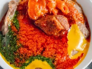 Abula Combo with Ogunfe / Turkey ( 3 Wraps of Amala, Gbegiri & Ewedu )