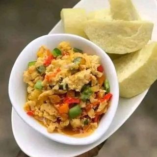 Boiled yam With An Egg Sauce