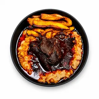 Ewa Agoyin, Goat Meat & Plantain 