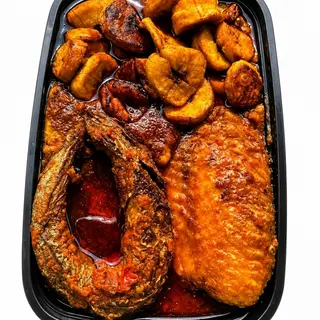 Ewa Agoyin + Turkey + Kpanla, Plantain + Agege Bread