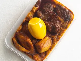 Ewa Agoyin + Egg + Kpomo + Plantain