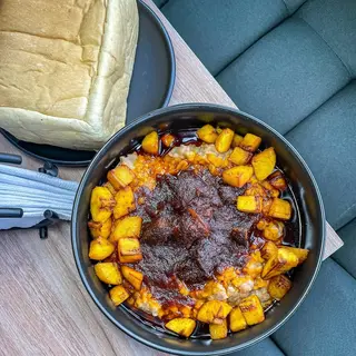 Ewa Agoyin + 2 Beef + Bread + Plantain