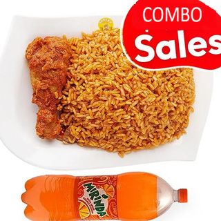 Bunma Jollof Rice + Sauced Chicken + Pet Drink