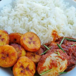 White Rice , Plantain and Egg Combo