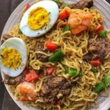 Indomie and egg with beef