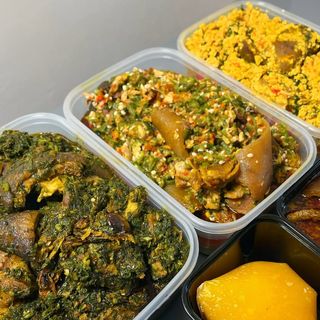 Kpanla + Soup + Swallow