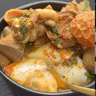 Assorted Pepper soup + Agidi + Water