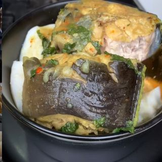 Catfish pepper soup + Agidi + Water