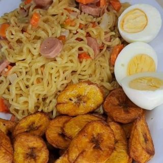 Noodles, Plantains and Boiled Eggs