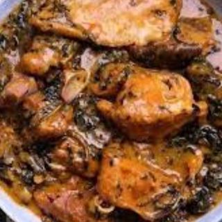 Pot of bitter leaf soup 