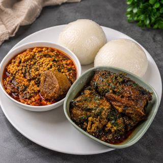 Garri + Eforiro + Ponmo  + Fried Turkey