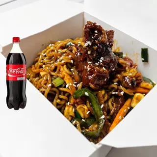 Chickilicious Noodles & Beef + Drink