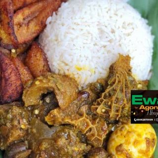 White rice with Ofada sauce & orisirisi
