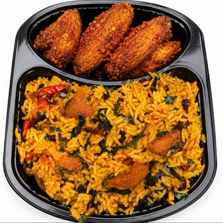 Native Rice & 5 Chicken Wings