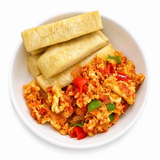 Fried Yam & Egg Sauce