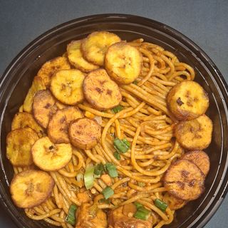Jollof spaghetti with big turkey