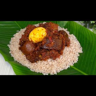 Ofada Rice with Fish & Egg