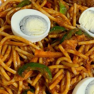 Pasta and boiled eggs