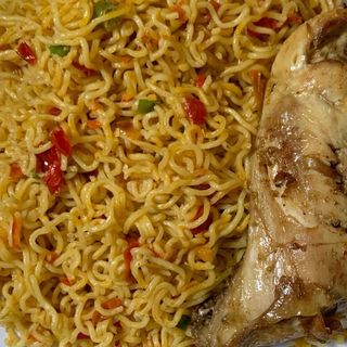 Noodles + Fried chicken + Plantains