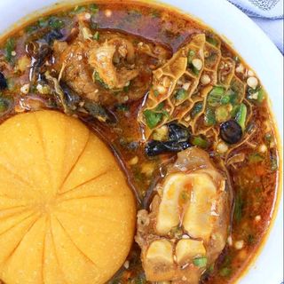 Okro Soup and Eba Or Semo
