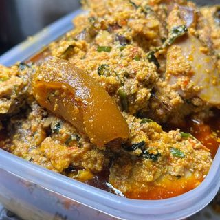 Egusi: Fried Fish + PoundedYam