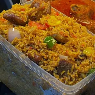 Smoky jollof with lots of beef 