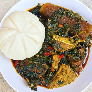 Delicious Poundo-Yam with Vegetable soup