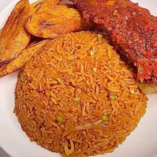 Delicious Jollof Rice  & Platain with Turkey 