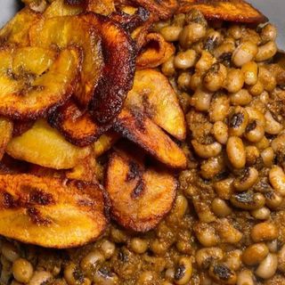 Tasty and delicious Beans and plantain
