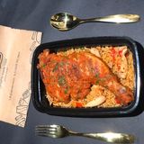 Shredded chicken stir fry basmati rice with peppered chicken lap 