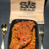 Smokey jollof rice and chicken lap